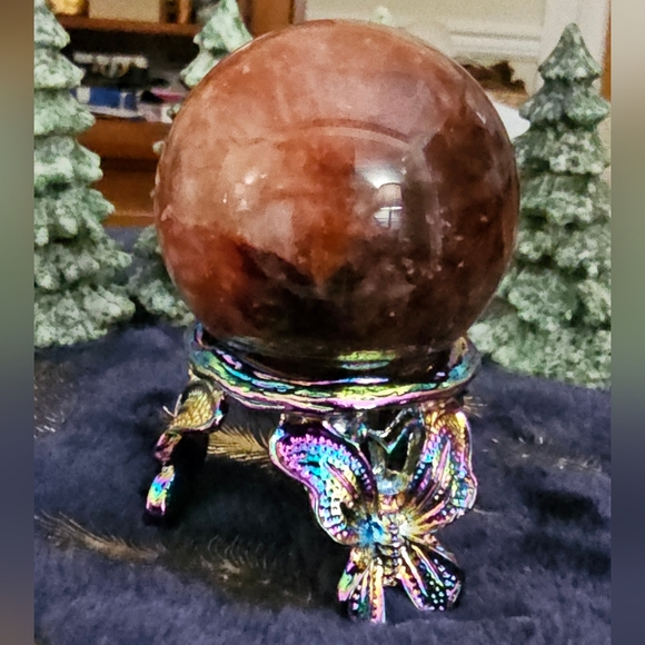 3.5 cm diameter, 50g metal rainbow aura Butterfly holder, holds large spheres - Picture 11 of 13